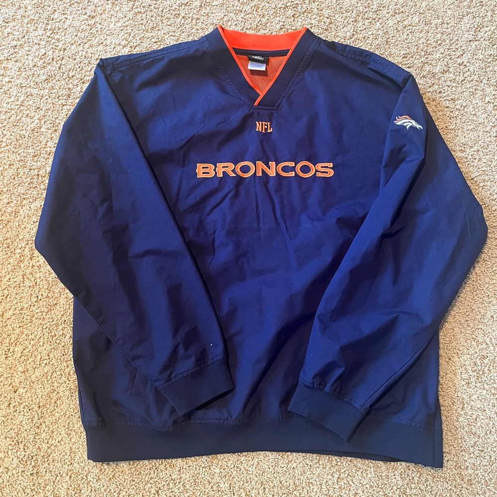 Men’s Denver Broncos NFL Team Apparel Navy Blue Wind Shirt Size XL